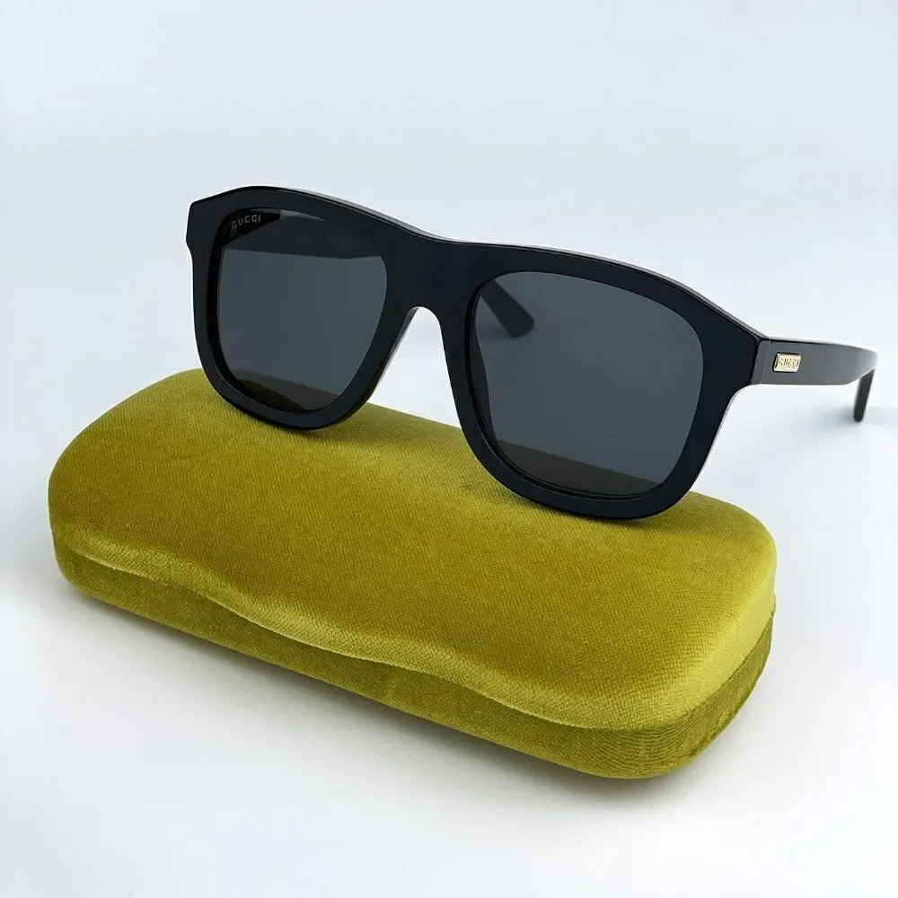 SALE! NEW Gucci GG1316S 001 Black Grey Square Unisex Sunglasses - Picture 2 of 11